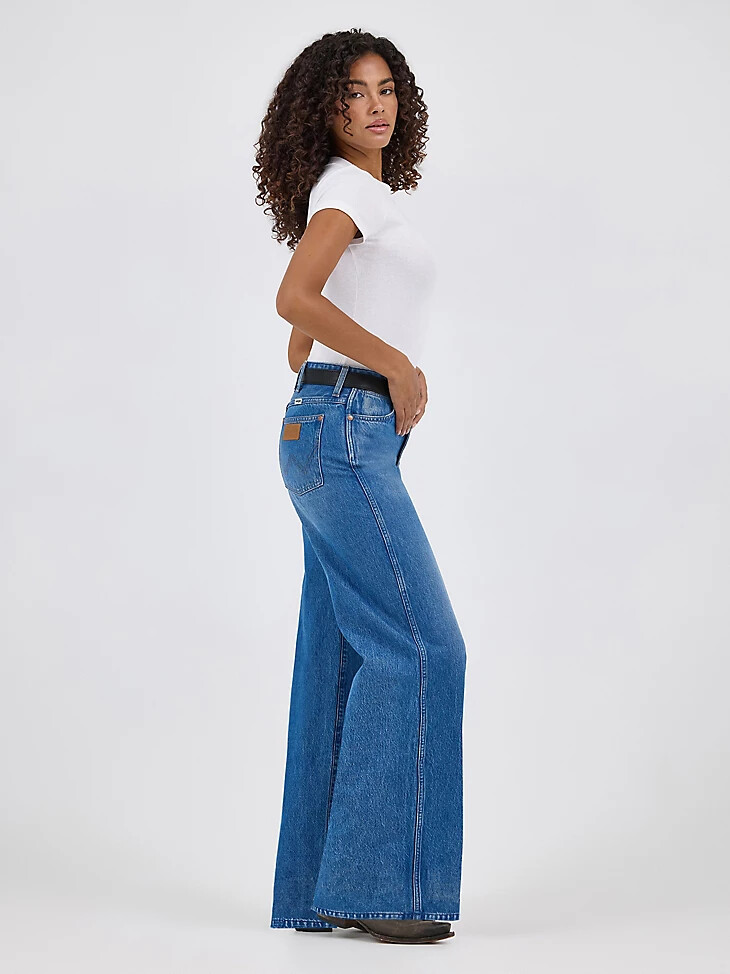 womens worldwide mid rise wide leg jeans ranch housedown