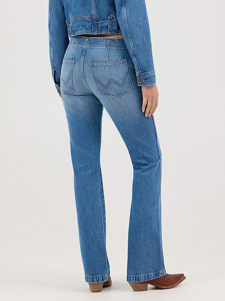 damen-bootcut-jeans mit bindeband vorne blossoming