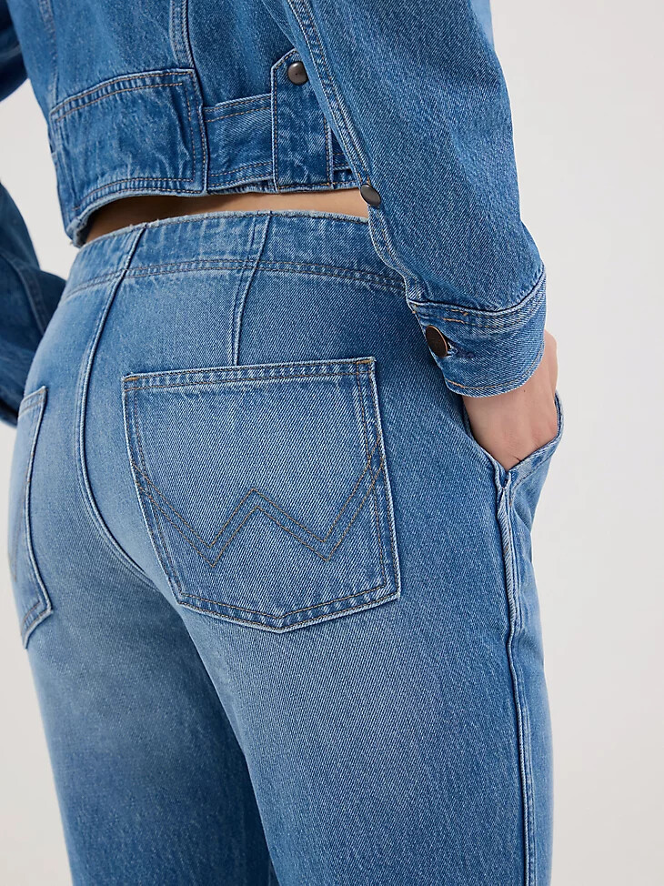 damen-bootcut-jeans mit bindeband vorne blossoming
