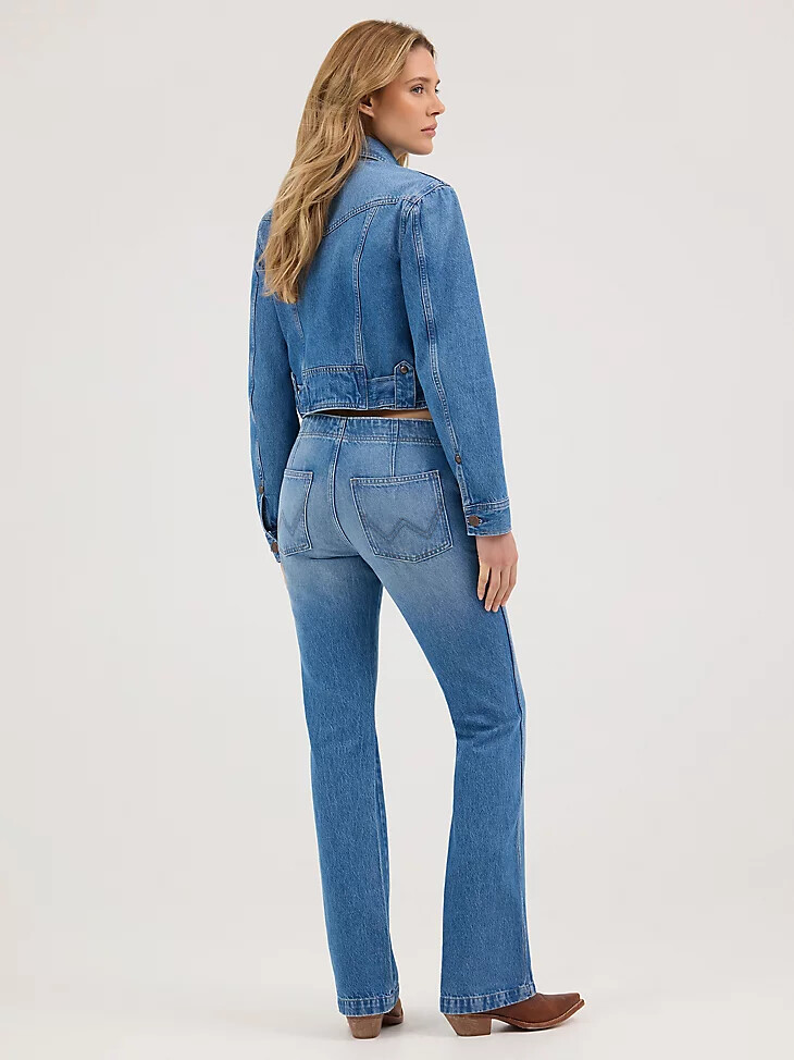 damen-bootcut-jeans mit bindeband vorne blossoming