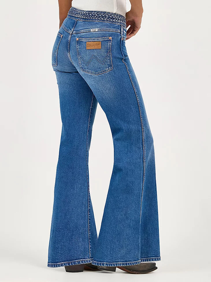 damen-jeans mit geflochtenem schlag farbe soft sapphire