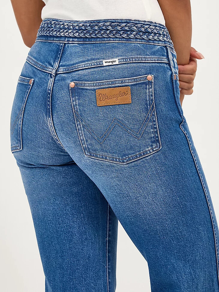 damen-jeans mit geflochtenem schlag farbe soft sapphire
