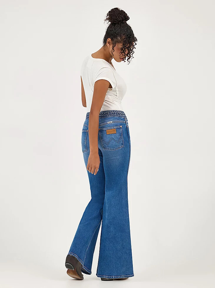 damen-jeans mit geflochtenem schlag farbe soft sapphire