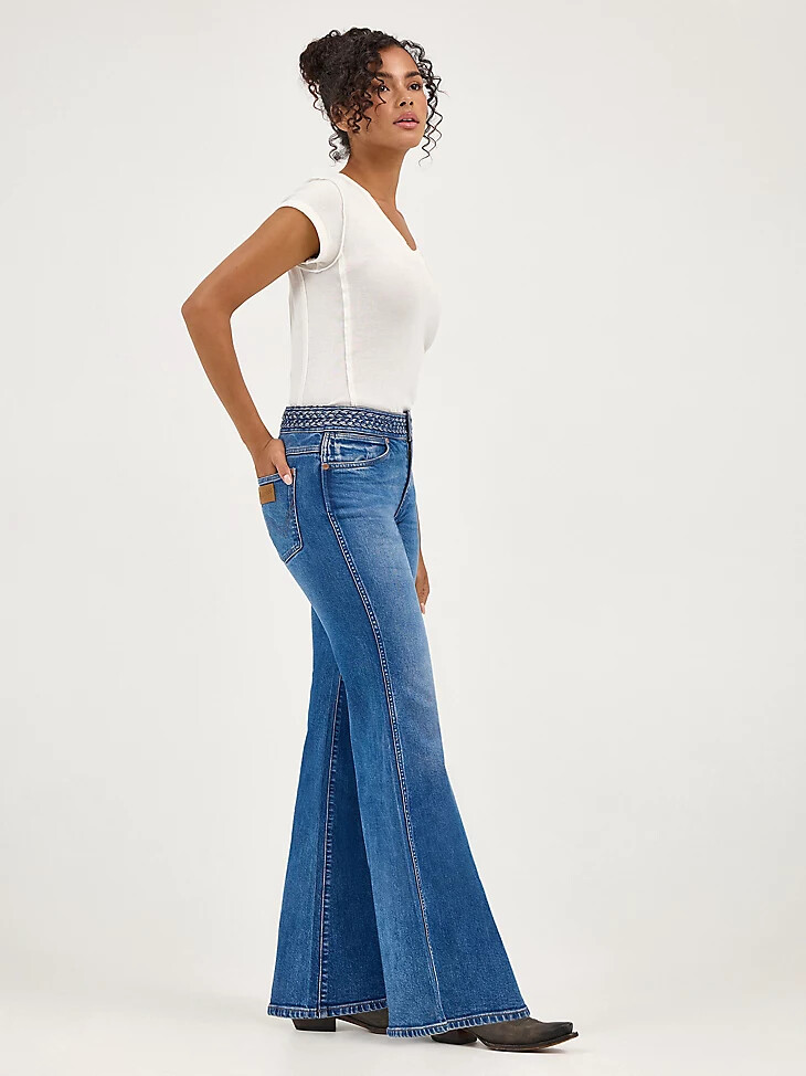damen-jeans mit geflochtenem schlag farbe soft sapphire