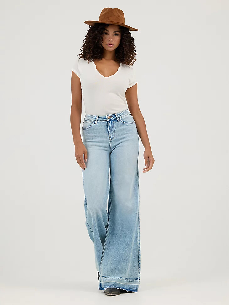oasis damen-jeans mit hohem bund und weitem bein