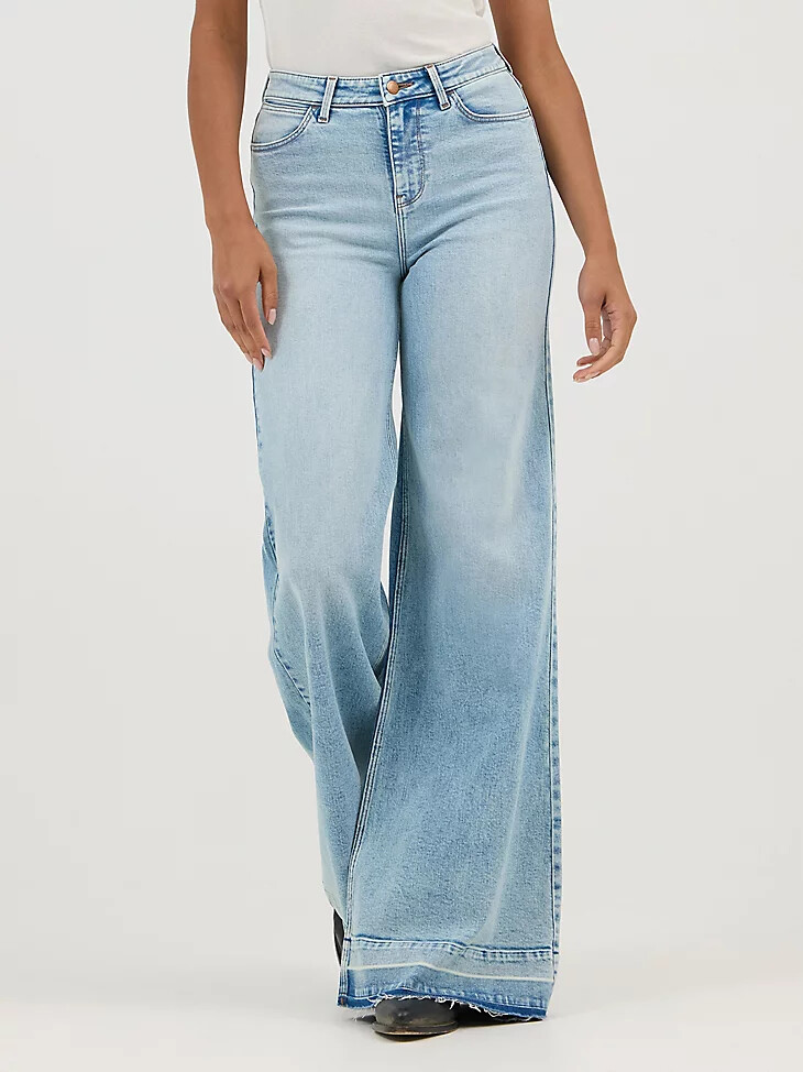 oasis damen-jeans mit hohem bund und weitem bein
