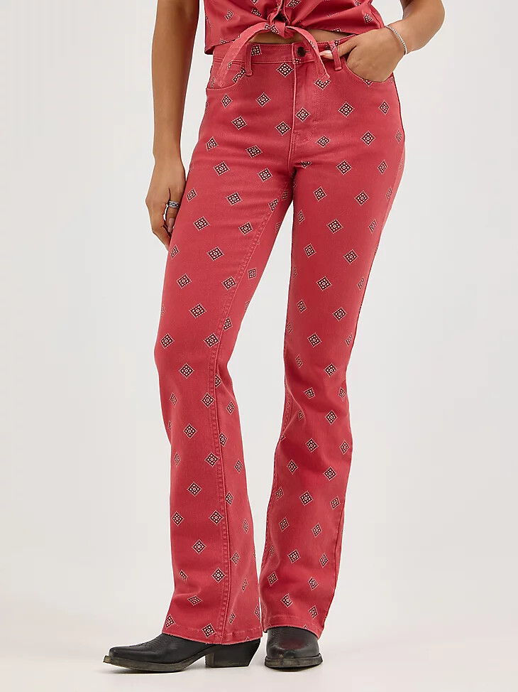 damen-jeans mit auffälligem stiefelprint diamond bay
