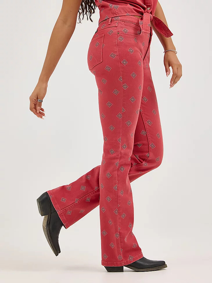 damen-jeans mit auffälligem stiefelprint diamond bay