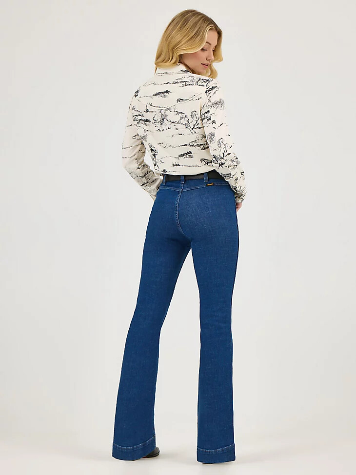 wrangler x lainey wilson bare back flare jeans moonlight wash