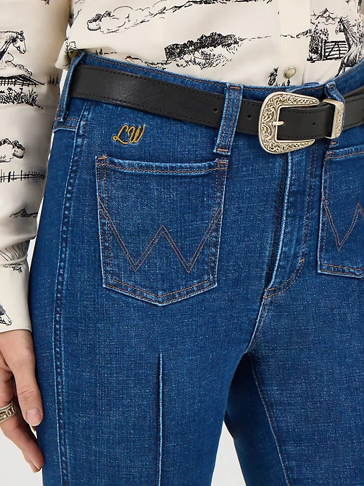 wrangler x lainey wilson bare back flare jeans moonlight wash