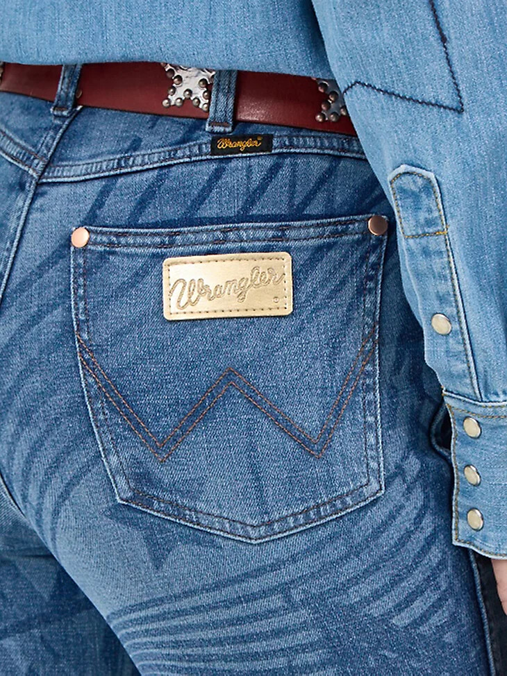 wrangler x lainey wilson rockstar schlaghosen mittelblau