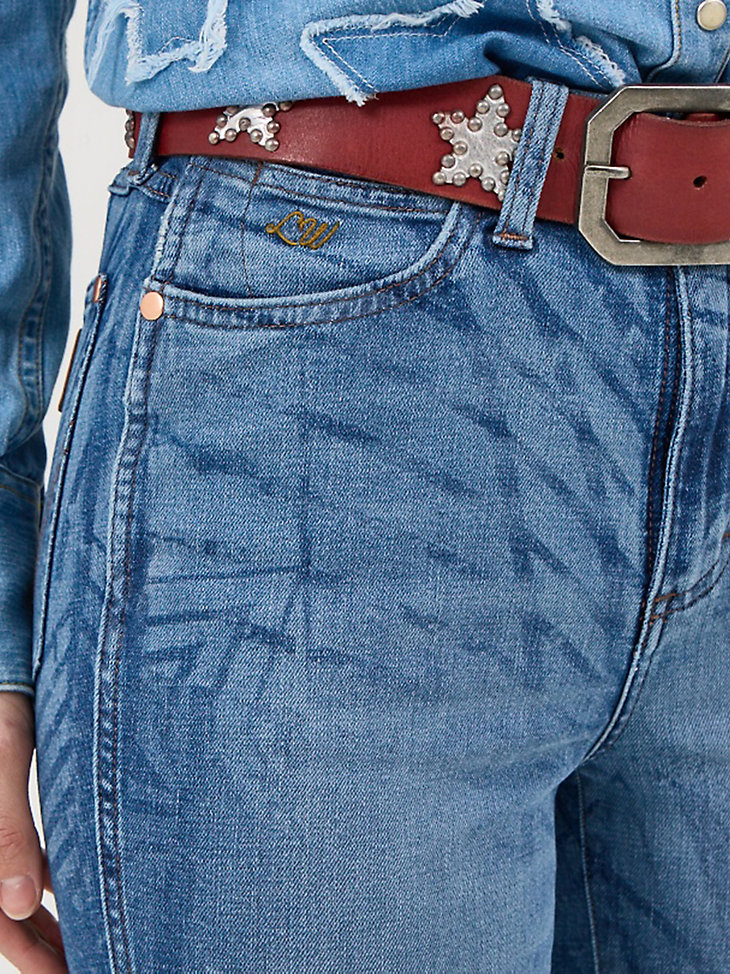 wrangler x lainey wilson rockstar schlaghosen mittelblau