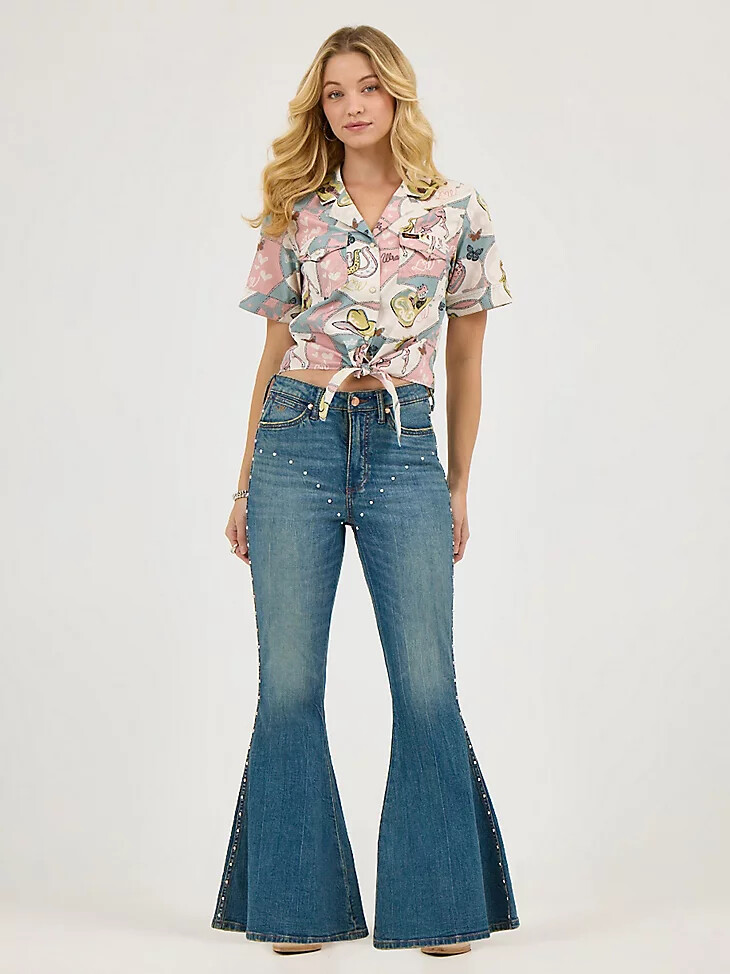 wrangler x lainey wilson bejeweled bell bottoms rock wash