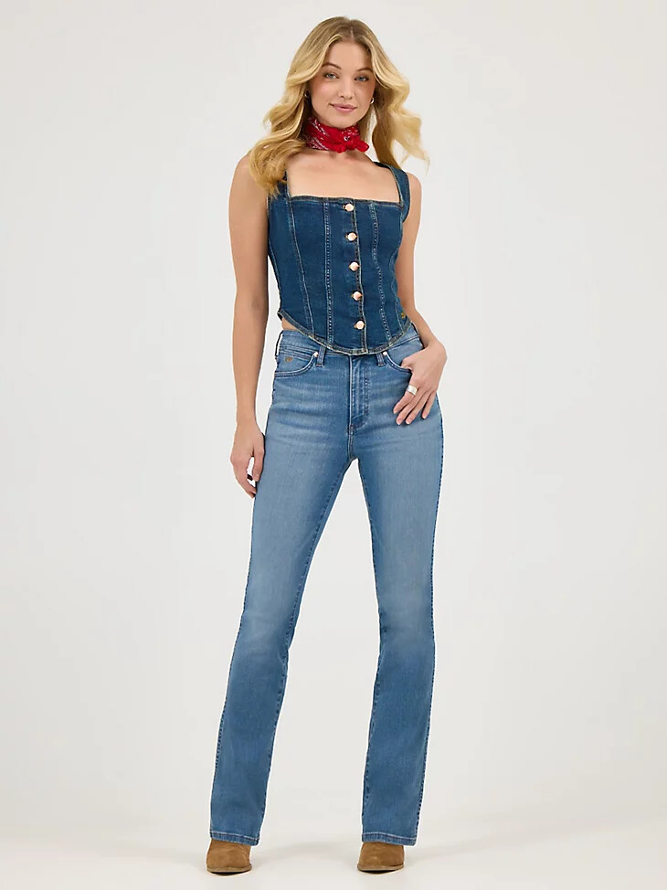 wrangler x lainey wilson boot huggers wrangler blue wash
