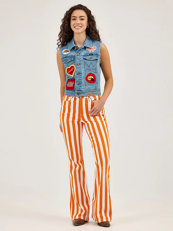 wrangler x whataburger bailey stripe schlagjeans orangeweiß