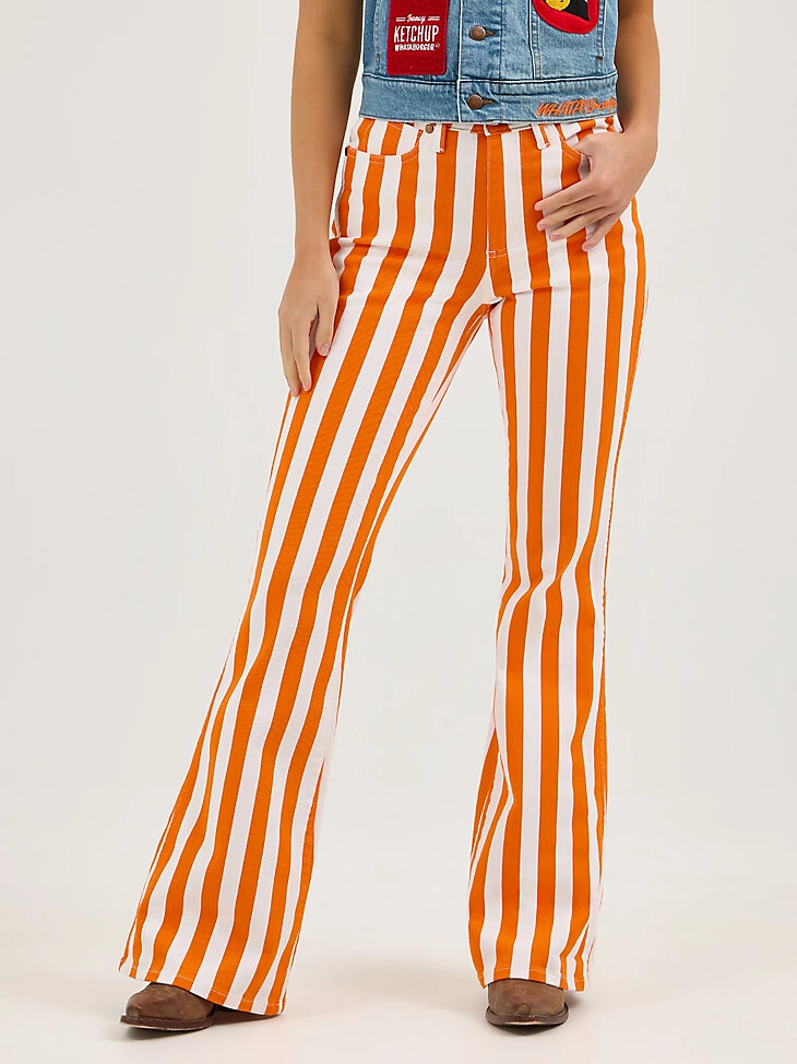 wrangler x whataburger bailey stripe schlagjeans orangeweiß