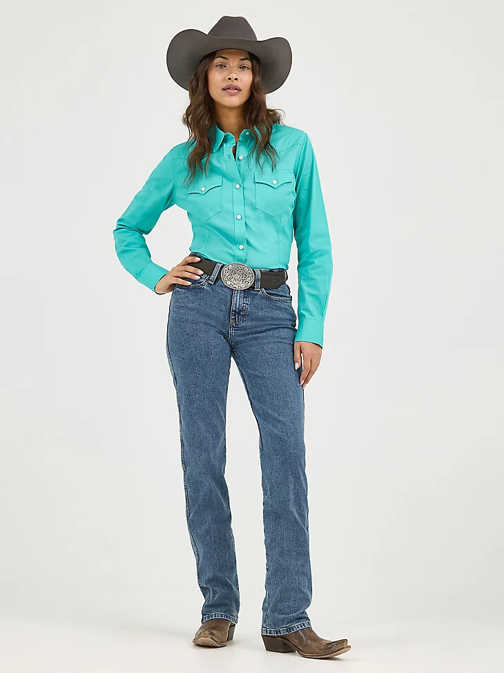 wrangler cowboy cut slim fit stretch jeans für damen stonewash