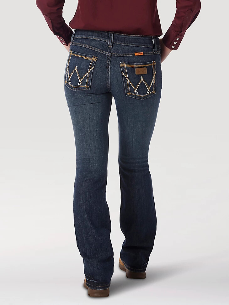 wrangler fr flame-resistant retro mae bootcut work jeans für damen bakersville