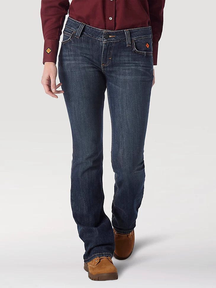wrangler fr flame-resistant retro mae bootcut work jeans für damen bakersville