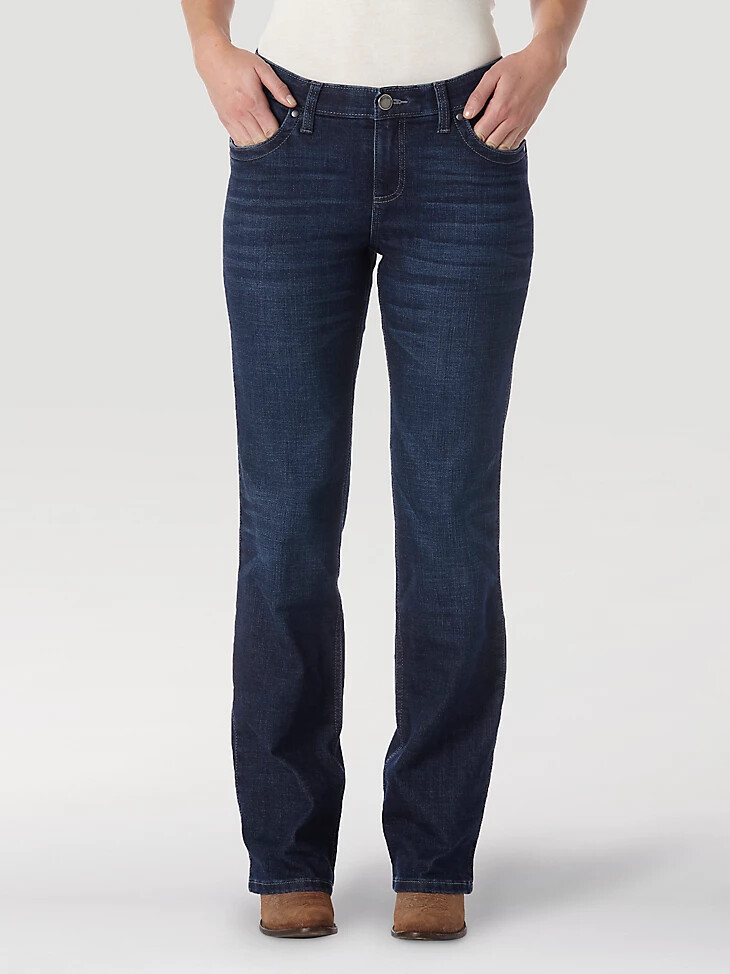 wrangler ultimate riding jeans für damen q-baby mid-rise bootcut boot scootin