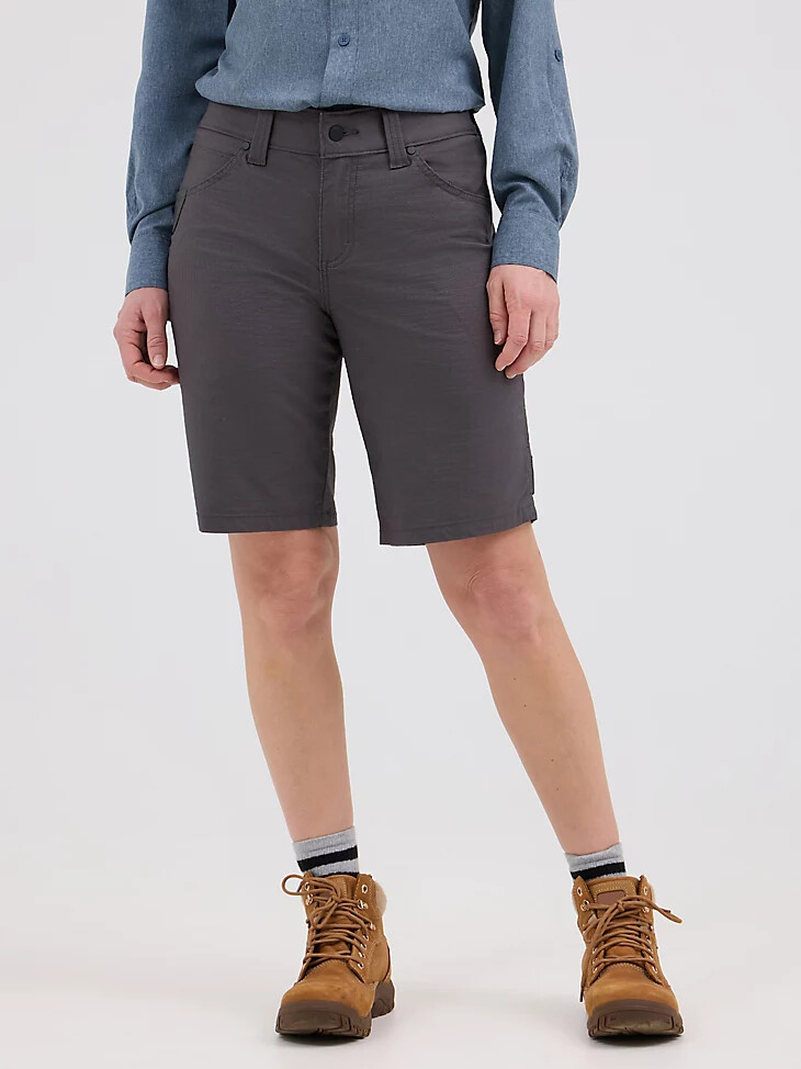 wrangler riggs workwear technical carpenter short damen grau gestreift