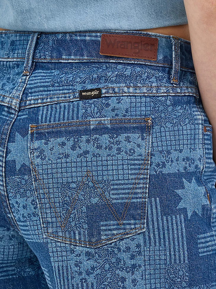damen vintage-print kurzes gestepptes sternen-top mit abgeschnittenen trägern