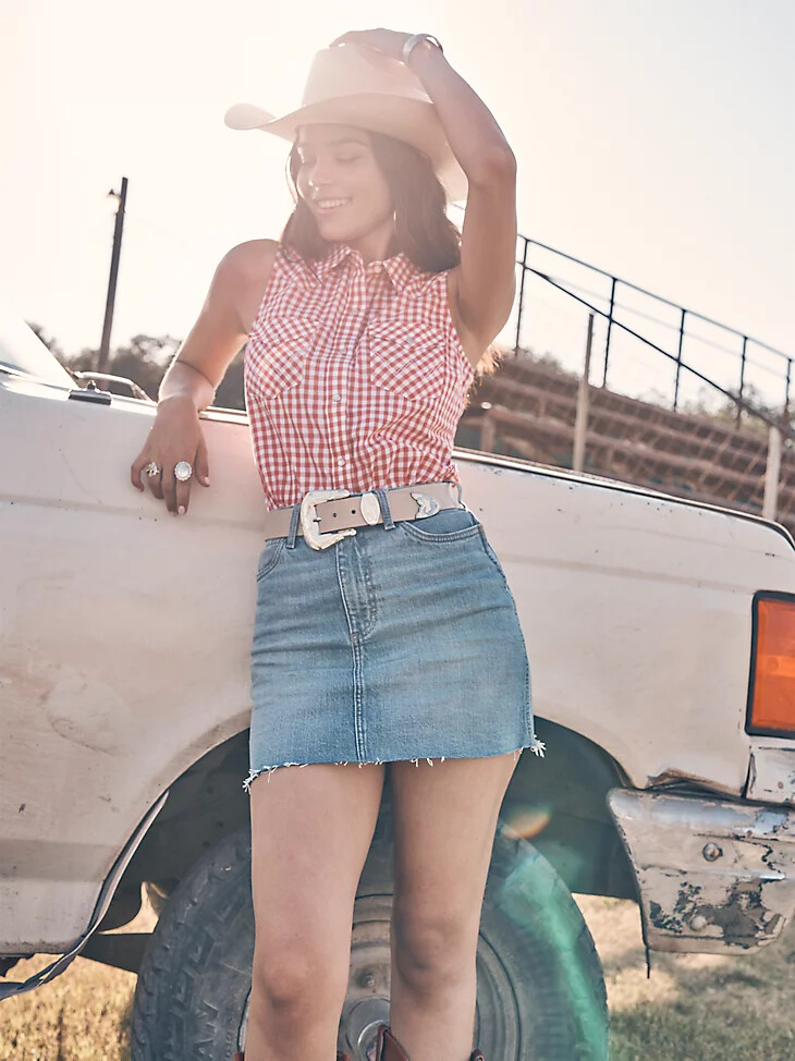 wrangler retro bailey jeansrock für damen fluss