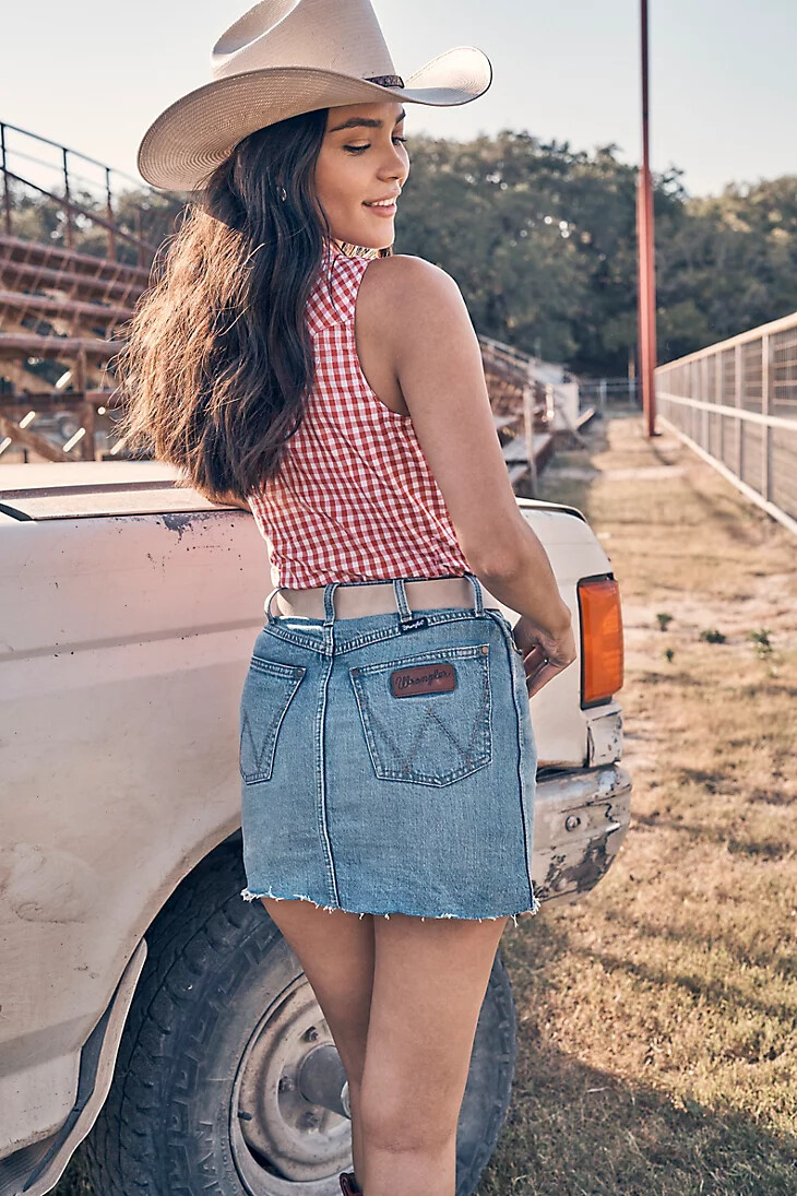 wrangler retro bailey jeansrock für damen fluss