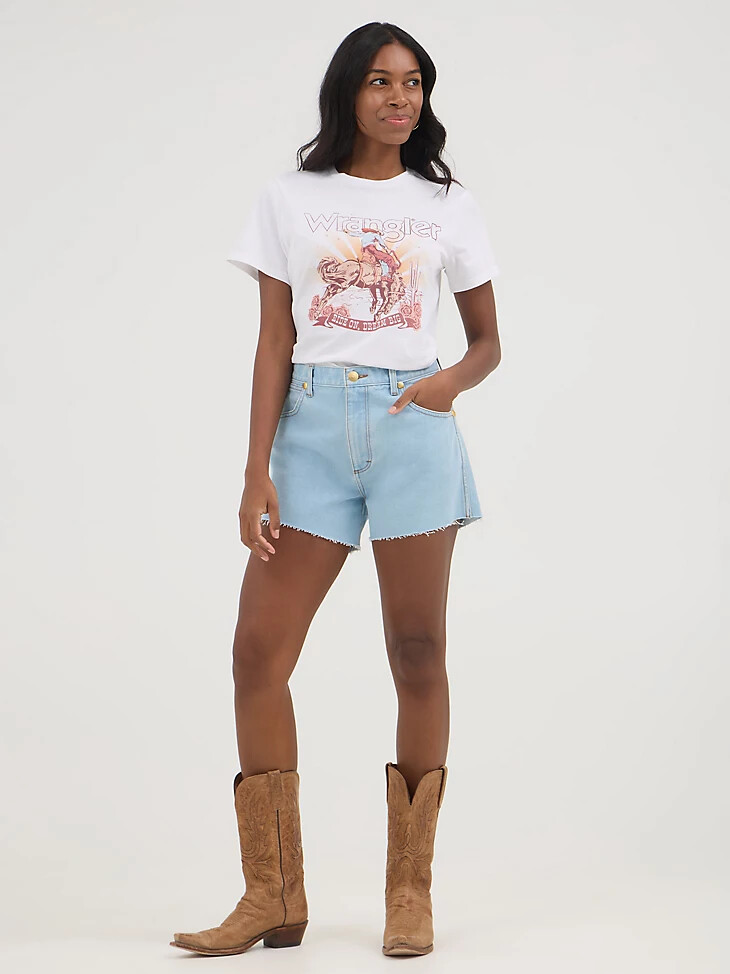 wrangler x yellow rose by kendra scott reworked short prairie wash