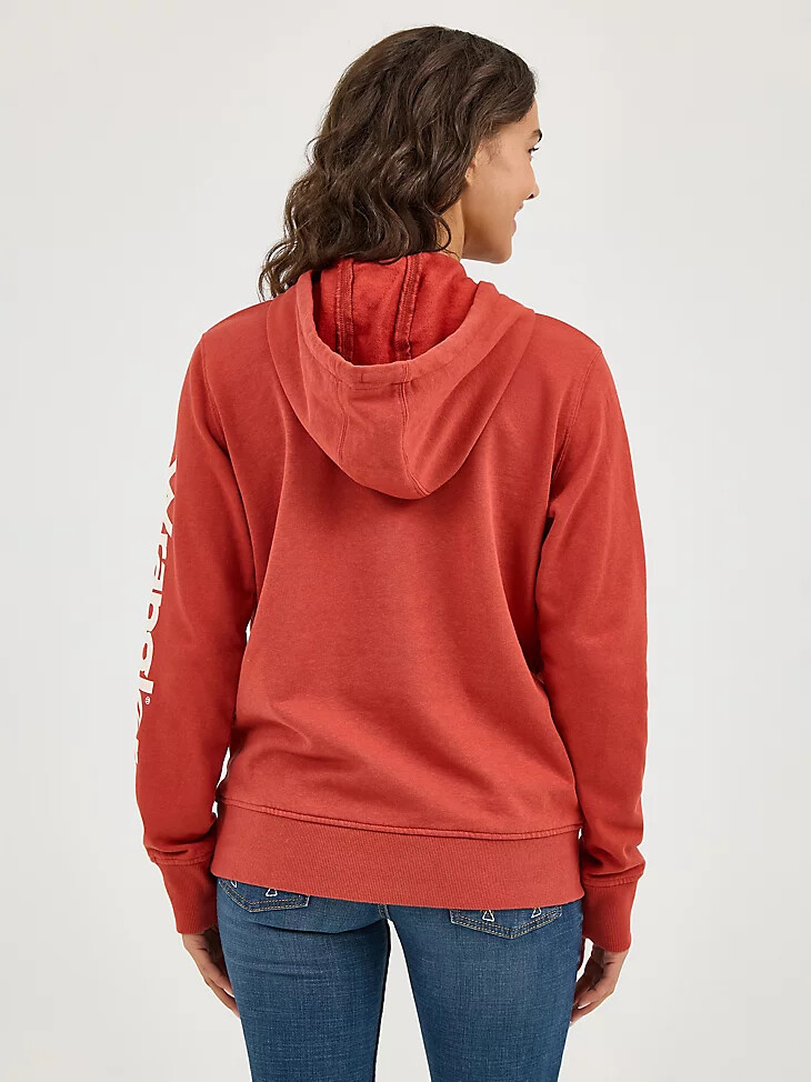 damen wrangler retro logo arm pullover hoodie rost