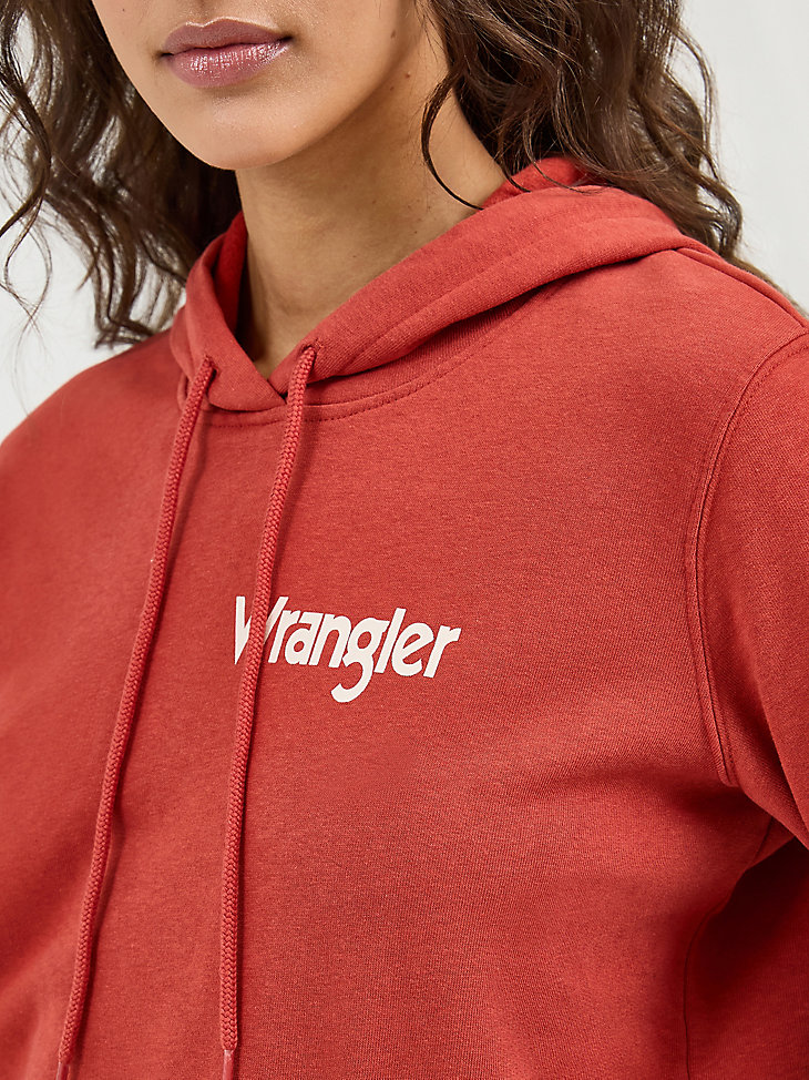 damen wrangler retro logo arm pullover hoodie rost