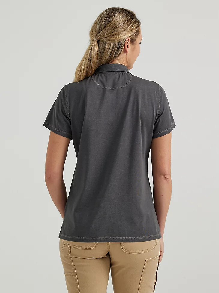 damen wrangler riggs workwear performance strickpolo asphalt heather