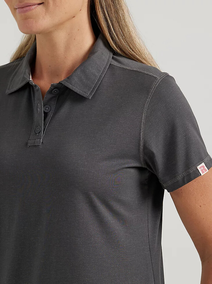damen wrangler riggs workwear performance strickpolo asphalt heather