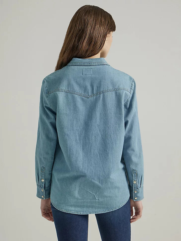 damen boyfriend-jeanshemd gletscherblau