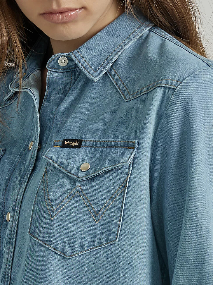 damen boyfriend-jeanshemd gletscherblau