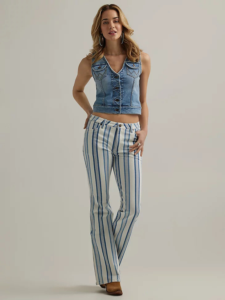 wrangler western-jeansweste für damen blau
