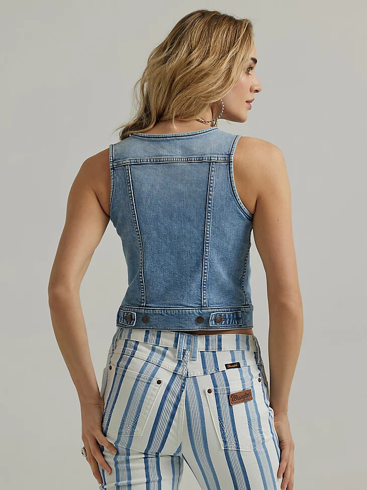 wrangler western-jeansweste für damen blau