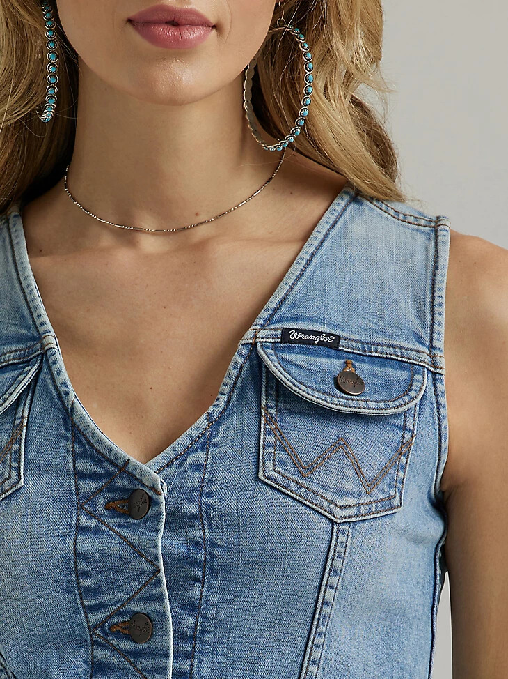 wrangler western-jeansweste für damen blau