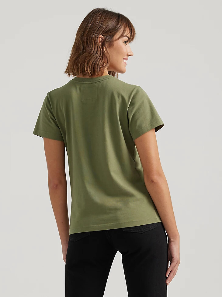 wrangler x buffalo trace damen-t-shirt mit v-ausschnitt kentucky green