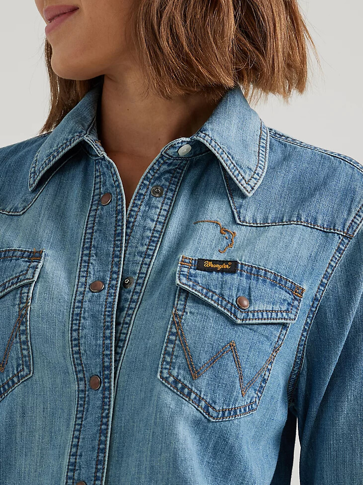 wrangler x buffalo trace damen-revival-shirt indigo