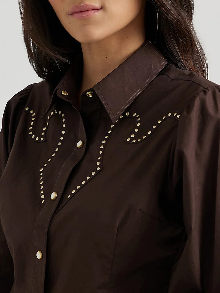 wrangler x yellow rose by kendra scott rodeo-shirt maulwurfschwarz