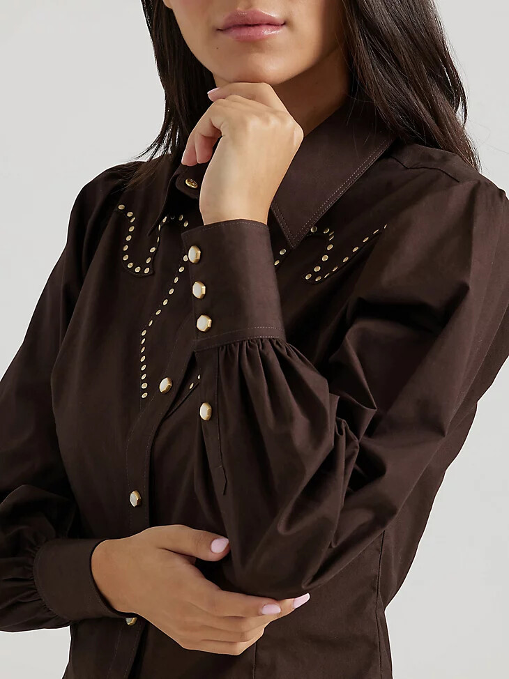 wrangler x yellow rose by kendra scott rodeo-shirt maulwurfschwarz