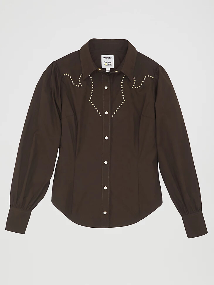 wrangler x yellow rose by kendra scott rodeo-shirt maulwurfschwarz