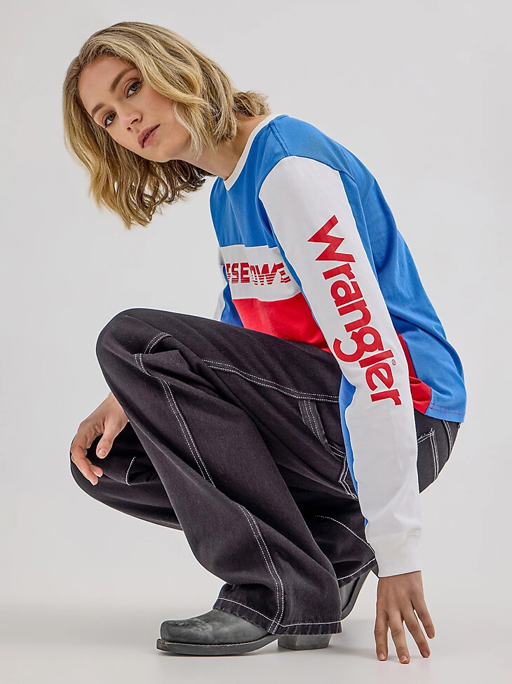 wrangler x hot wheels damen-t-shirt mit farbblock-design mehrfarbig
