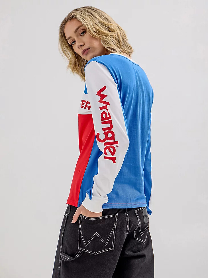 wrangler x hot wheels damen-t-shirt mit farbblock-design mehrfarbig