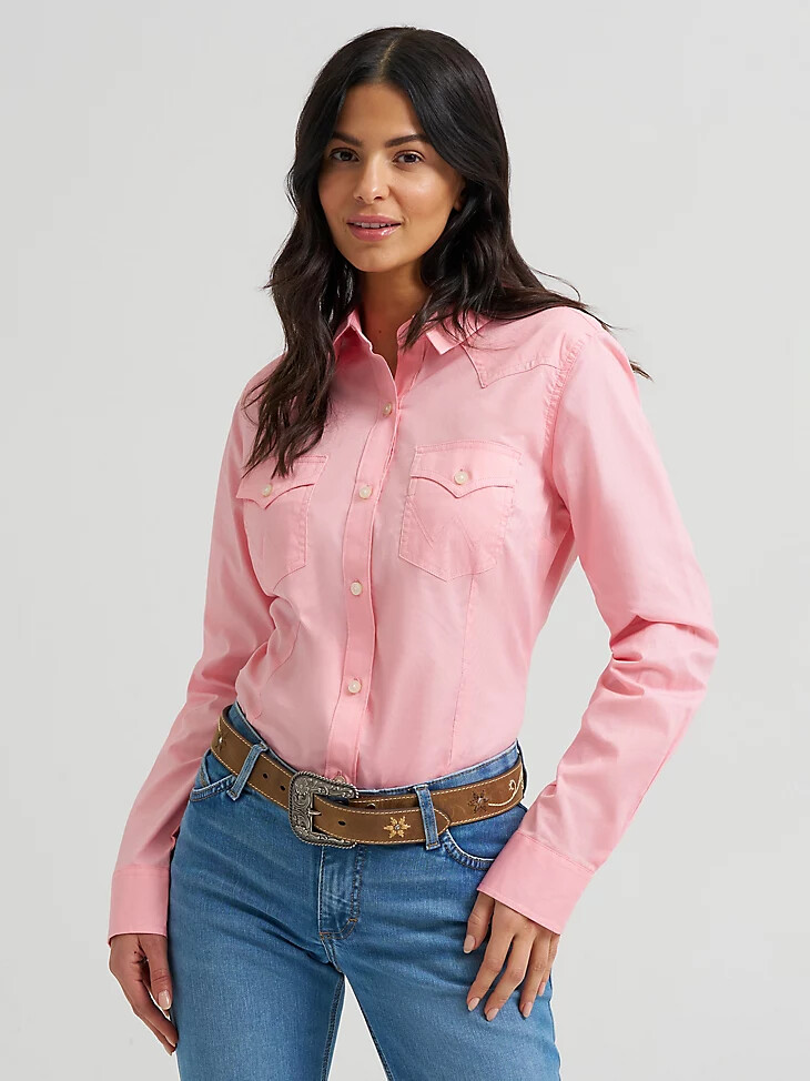 wrangler western-hemd für damen mit knopfleiste pfingstrose