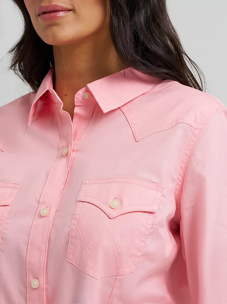 wrangler western-hemd für damen mit knopfleiste pfingstrose