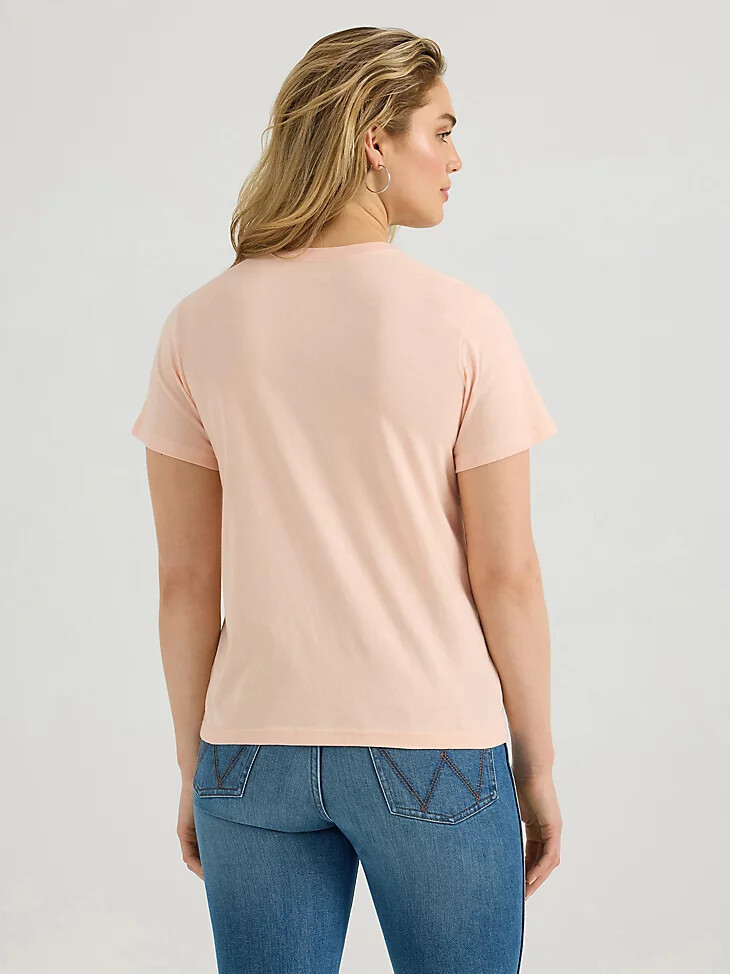 wrangler southwestern graphic damen-t-shirt mit normaler passform farbe peach parfait