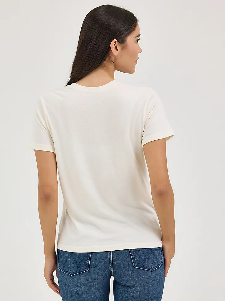 wrangler western graphic damen-t-shirt reguläre passform antikweiß