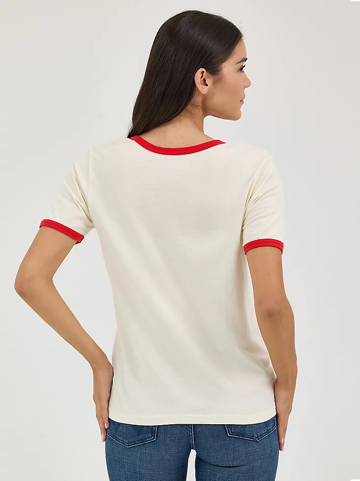 wrangler damen-t-shirt mit grafikprint farbe lips antikweiß